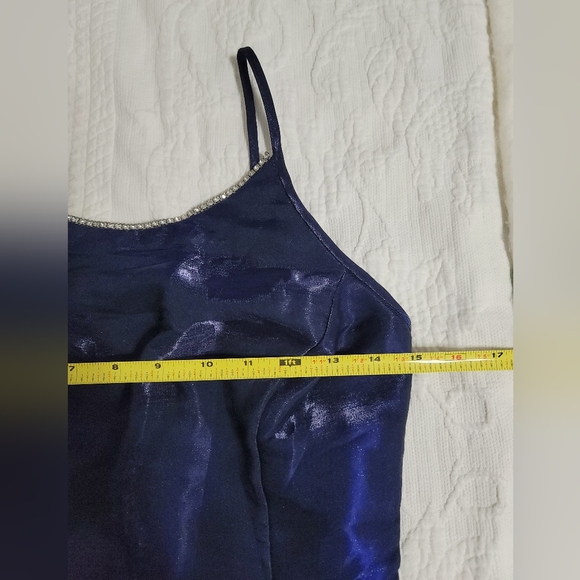 Gunne Sax Jessica McClintock Blue Sparkle Sleeveless Rhinestone Gown Formal Prom - Picture 9 of 10